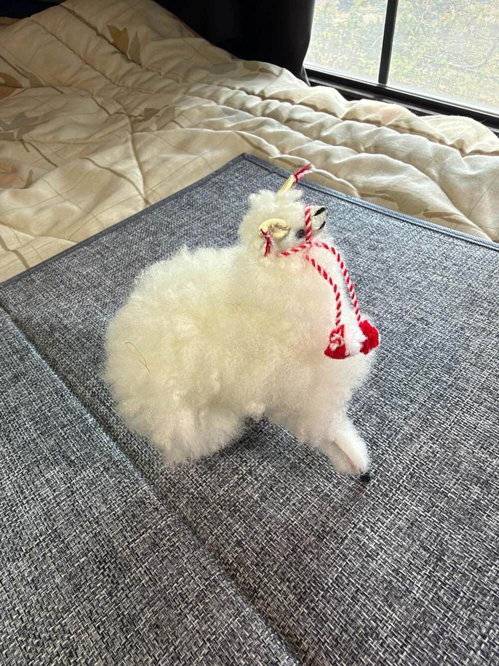 World Market Alpaca Fur Llama Figurine White